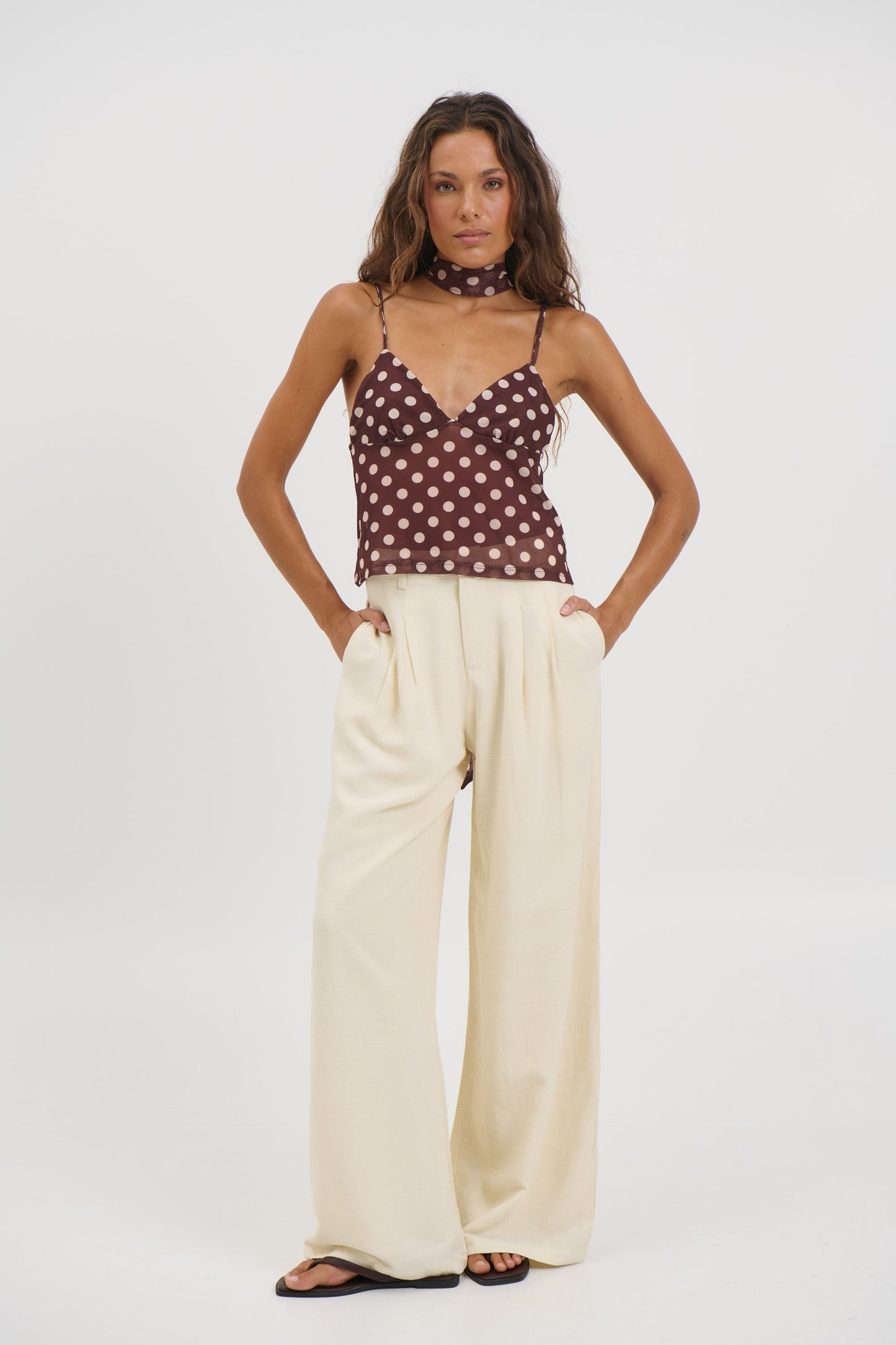 Kasia Polka Dot Top Chocolate - FINAL SALE