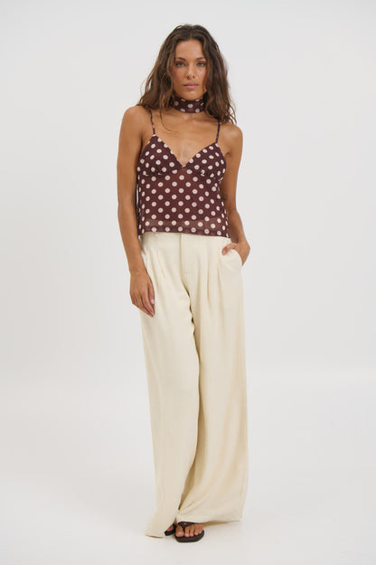 Kasia Polka Dot Top Chocolate - FINAL SALE
