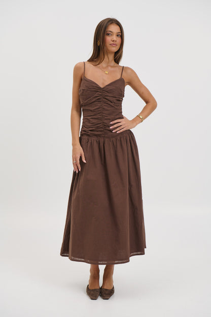 Amity Midi Dress Chocolate - FINAL SALE