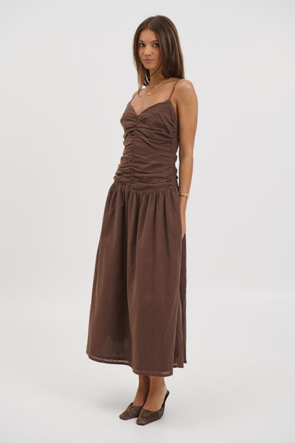 Amity Midi Dress Chocolate - FINAL SALE
