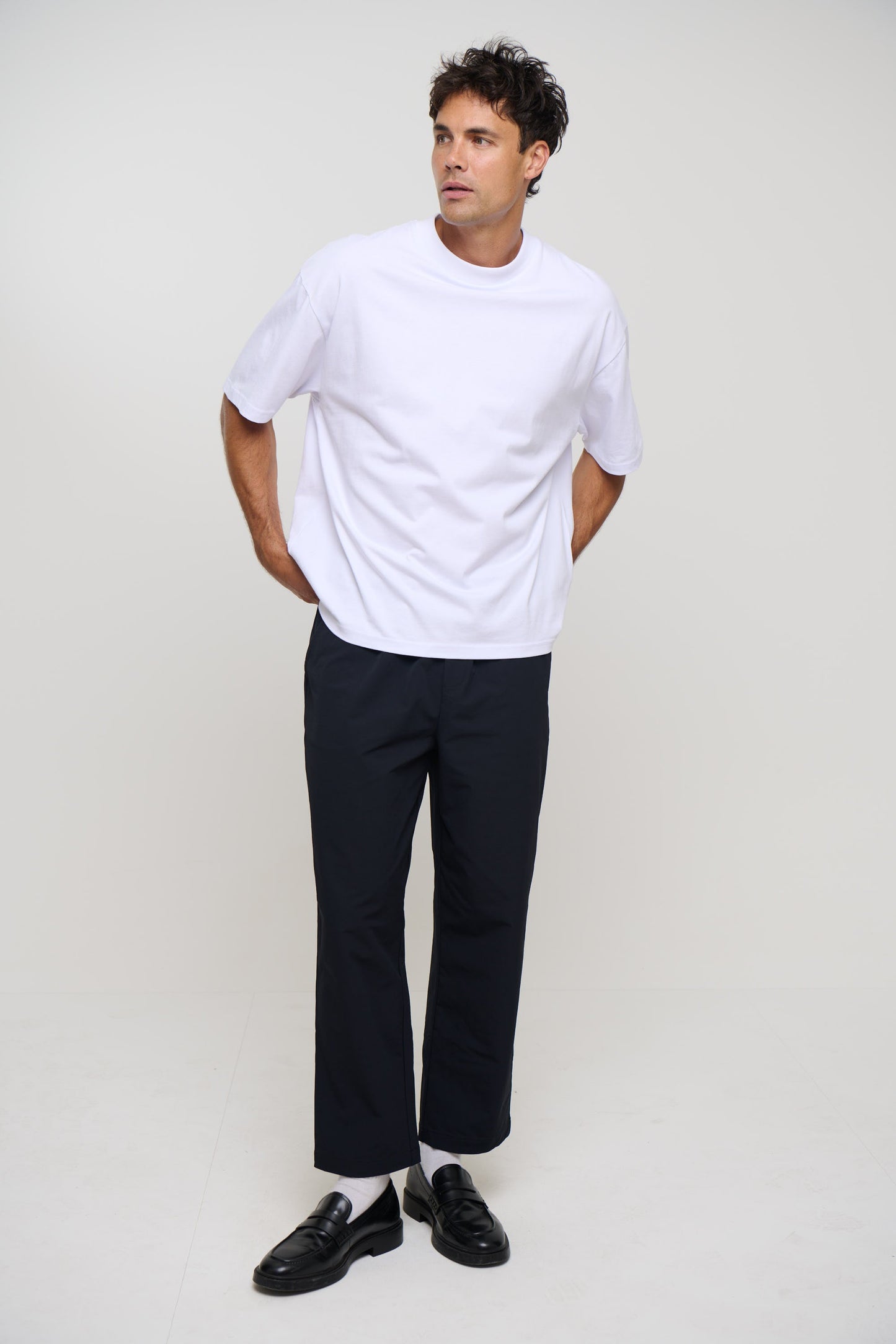 Elastic Waist Casual Pant Black