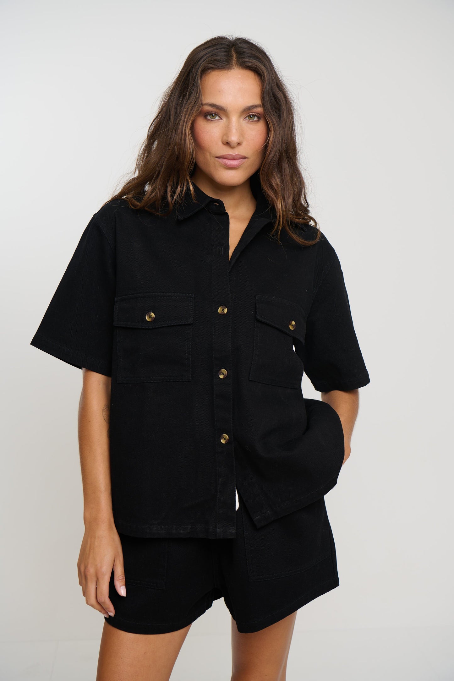 Delaney Denim Set Black