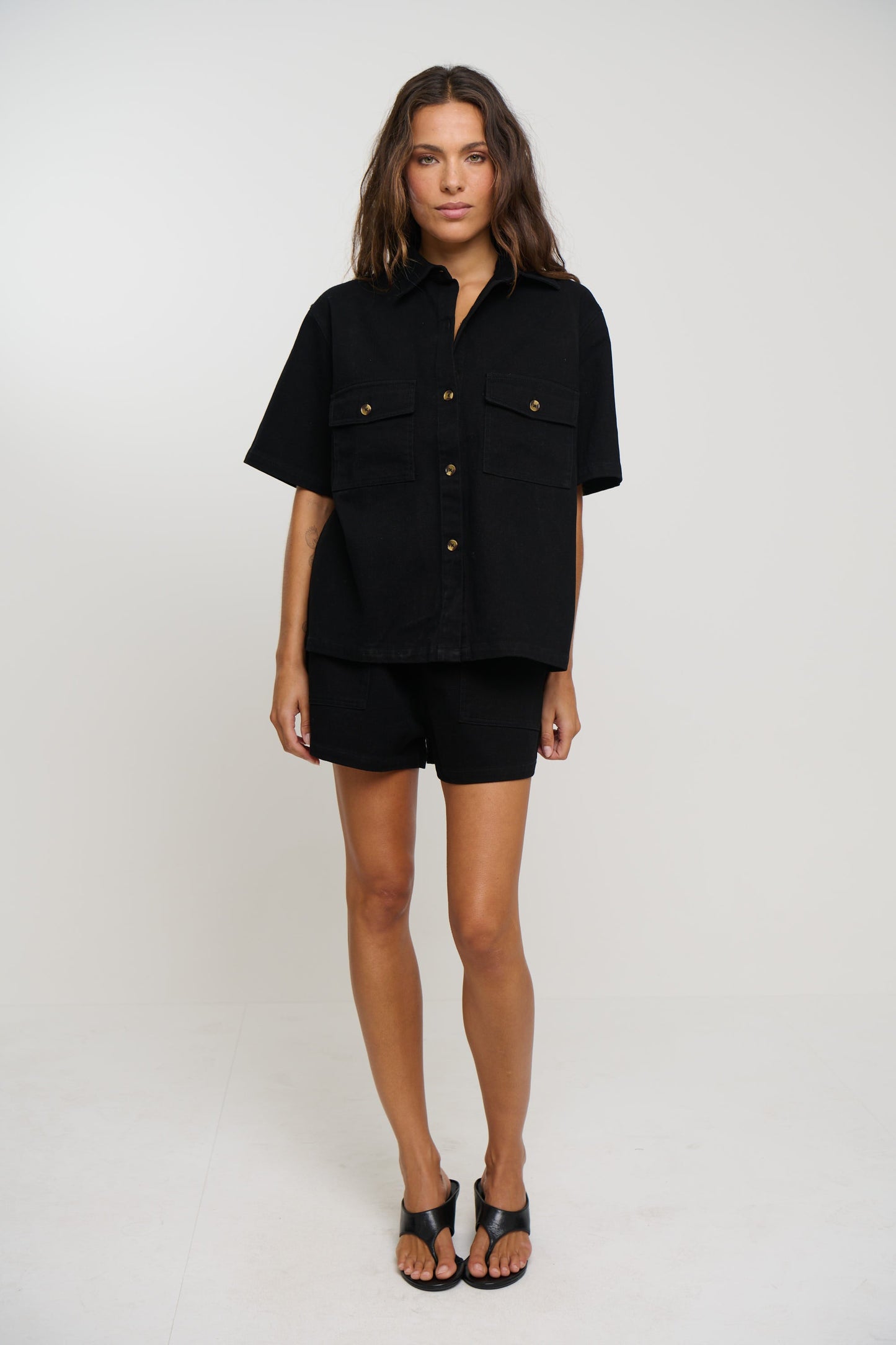 Delaney Denim Set Black