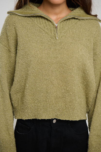 Jaidan Half Zip Jumper Moss