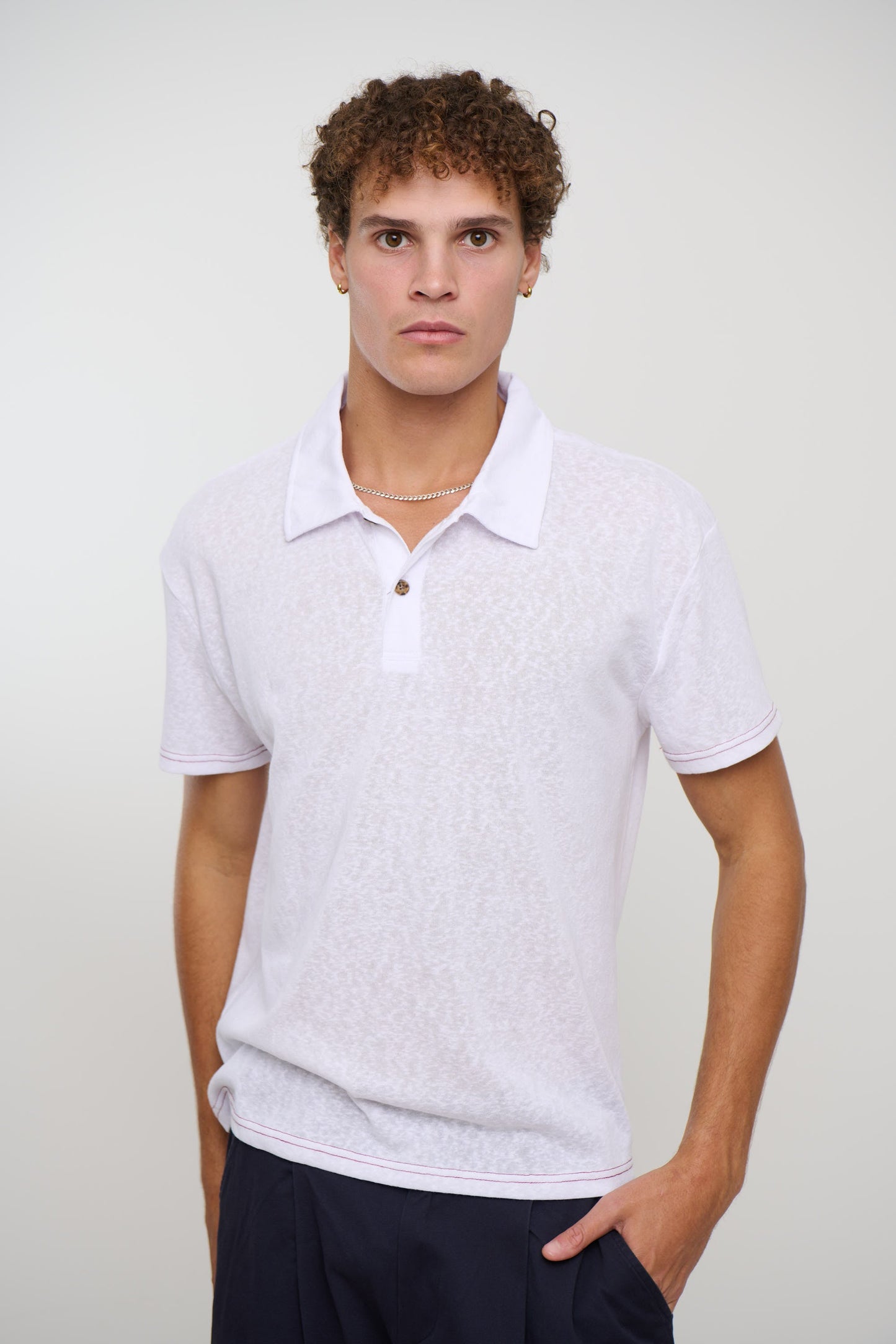 Eric Lightweight Polo White - FINAL SALE