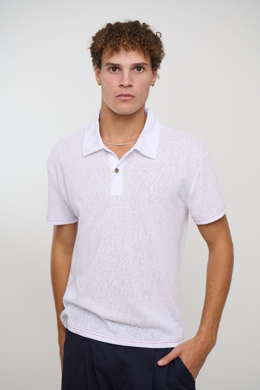 Eric Lightweight Polo White - FINAL SALE