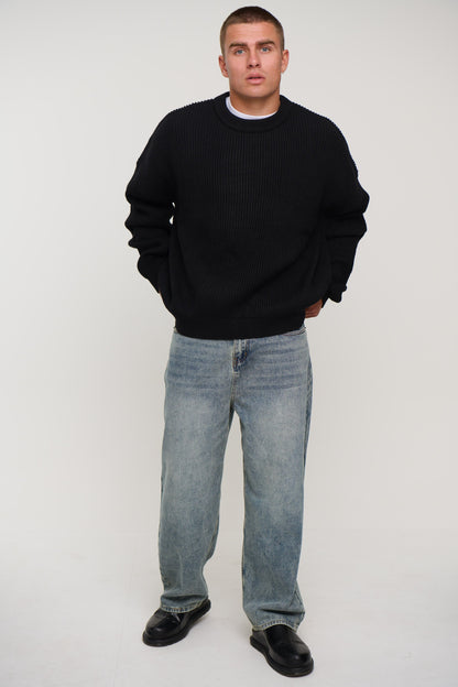 Drop Sleeve Heavy Knit Black