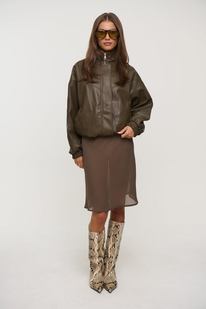 Harper High Collar Bomber Olive