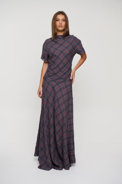 Halcyon Maxi Skirt Jade Plaid