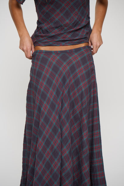 Halcyon Maxi Skirt Jade Plaid