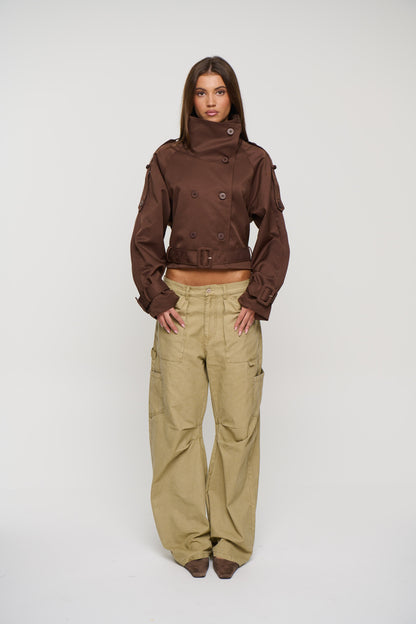 Blanc Cropped Trench Chocolate