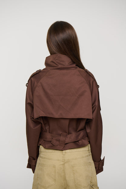 Blanc Cropped Trench Chocolate