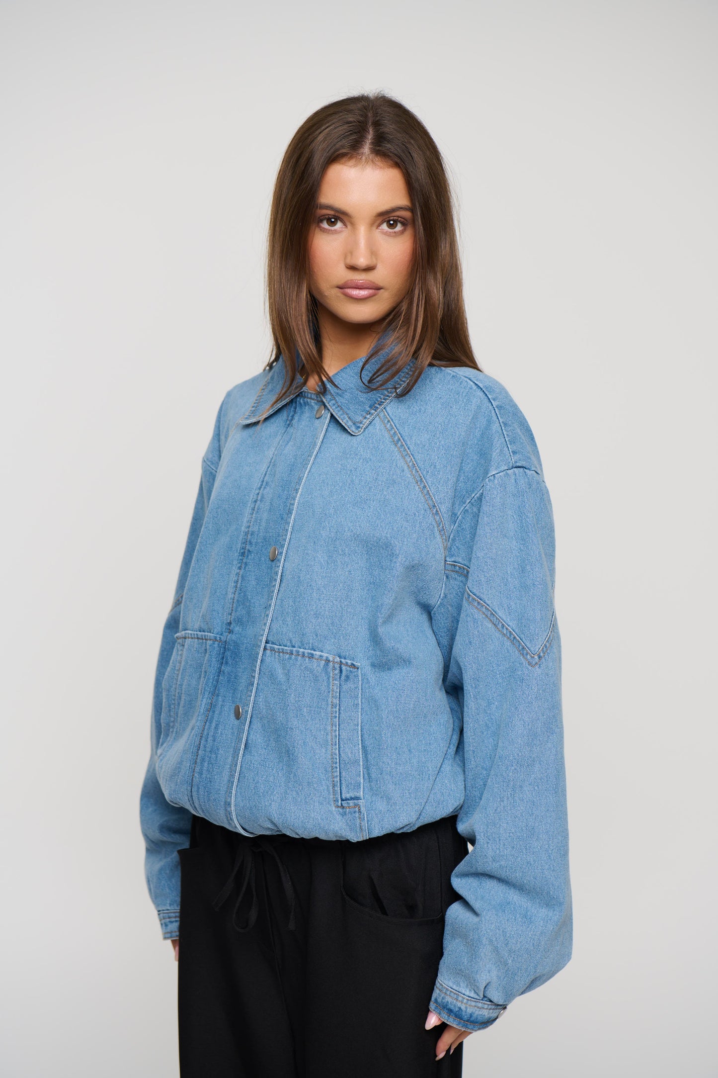 Jorja Denim Bomber Jacket Blue