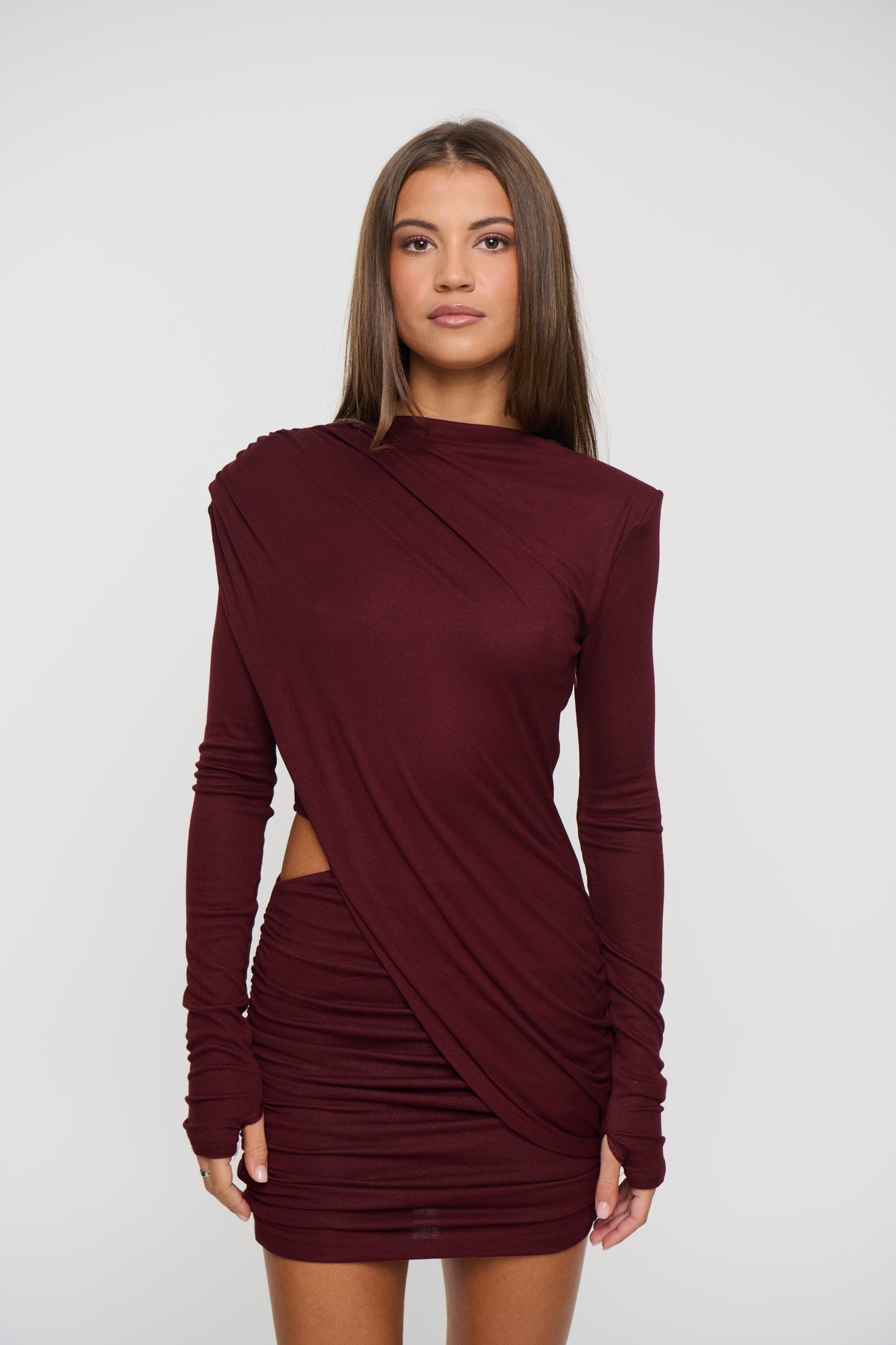 Clover Mini Dress Wine