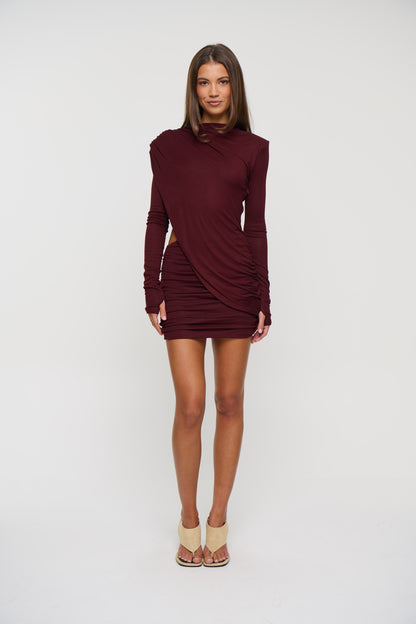 Clover Mini Dress Wine