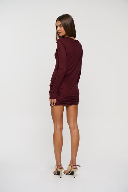 Clover Mini Dress Wine