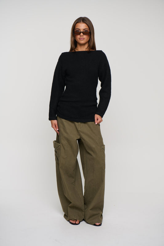 Harlow Off The Shoulder Knit Black