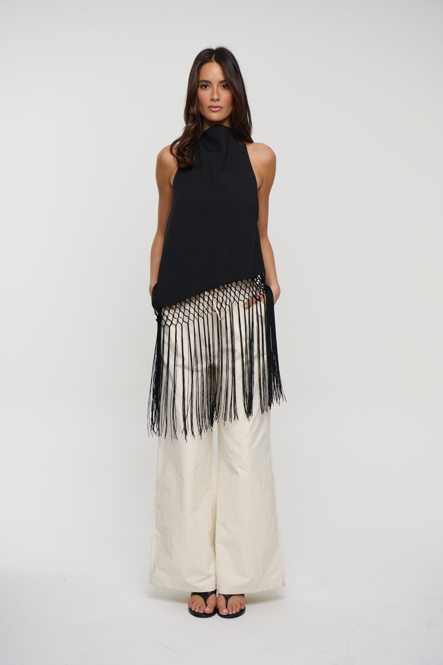 Alicia Fringe Top Black