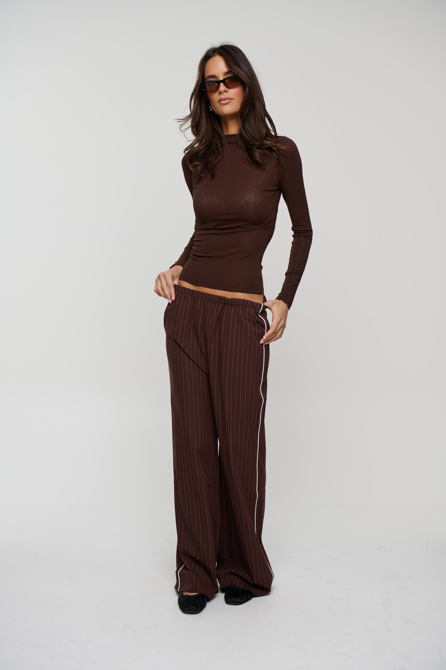Jamie Pinstripe Pant Chocolate