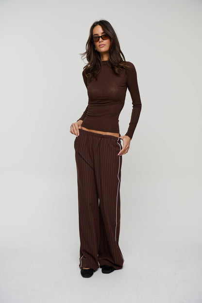 Jamie Pinstripe Pant Chocolate