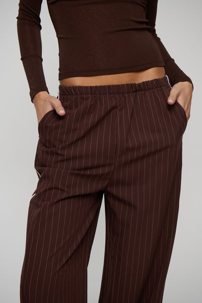 Jamie Pinstripe Pant Chocolate