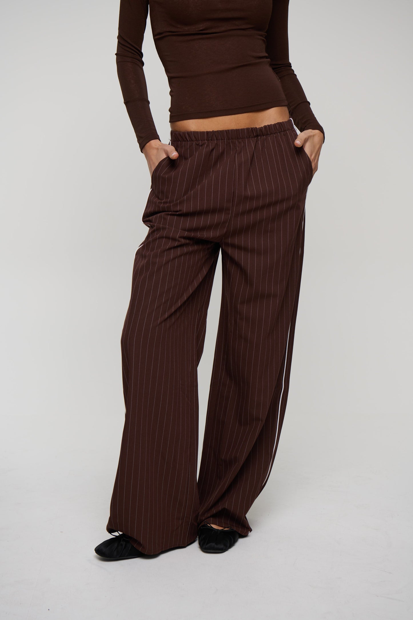Jamie Pinstripe Pant Chocolate