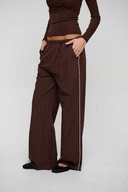 Jamie Pinstripe Pant Chocolate
