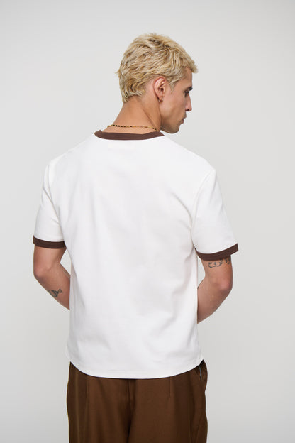 Charlie Ringer Tee Choc/White