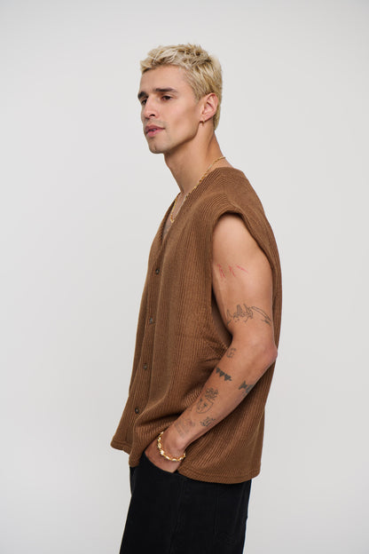 Cassius Knitted Vest Choc
