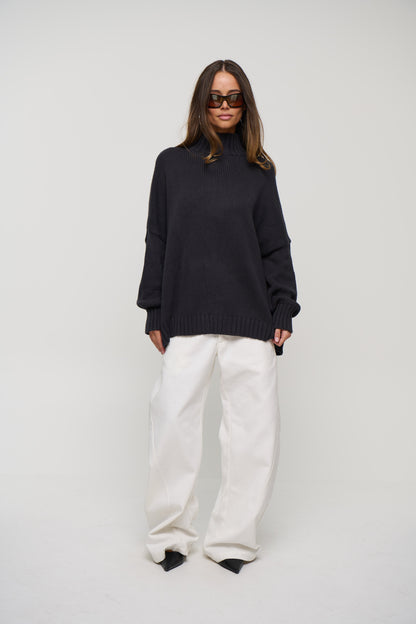 Layla Funnel Neck Knit Navy
