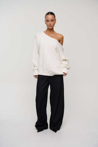 Alissa Off The Shoulder Knit Beige
