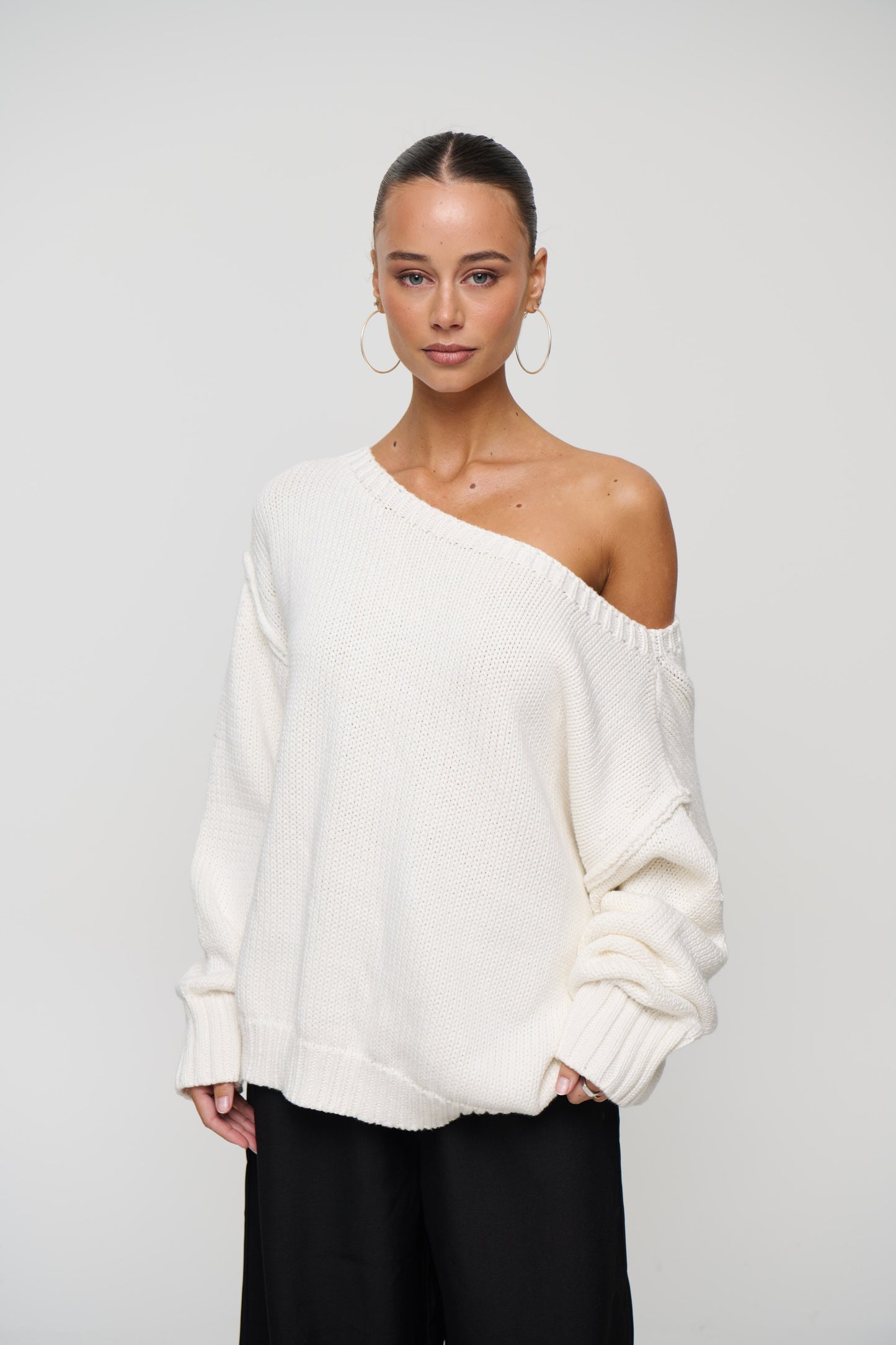 Alissa Off The Shoulder Knit Beige