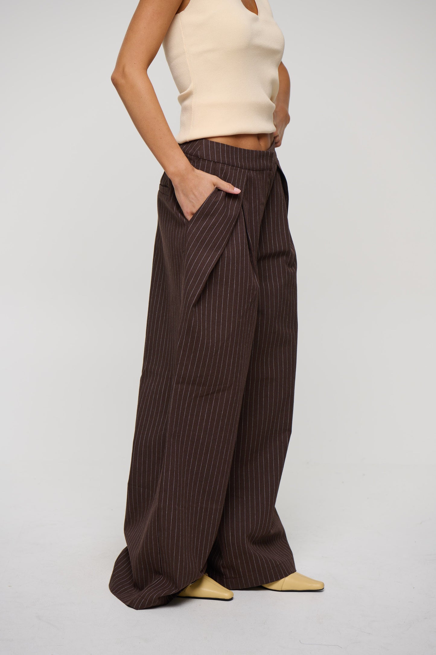 Josie Pinstripe Pant Chocolate
