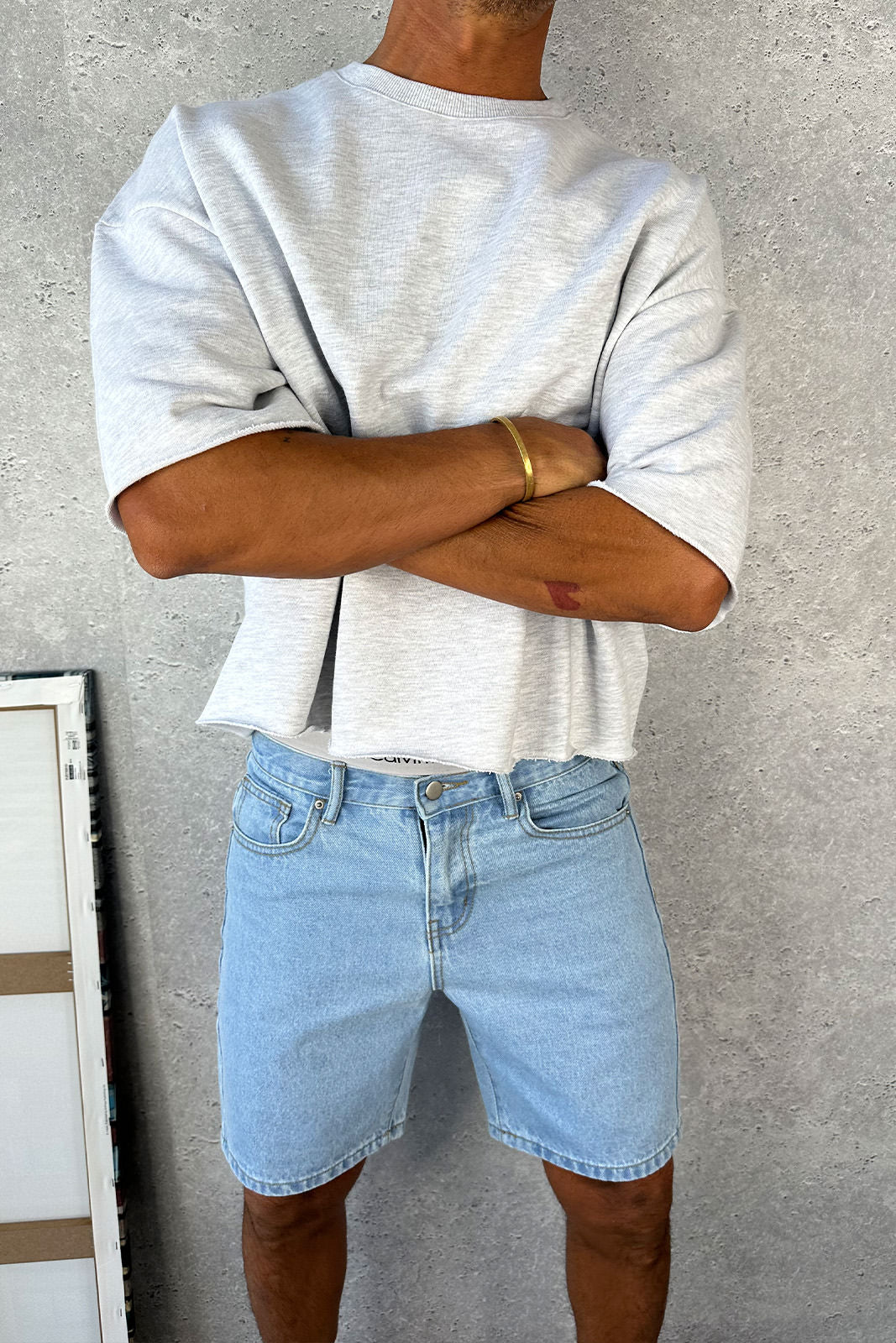 Crop Box Fleece Tee Heather Grey - FINAL SALE