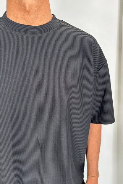 Crop Box Tee Ribbed Black - FINAL SALE