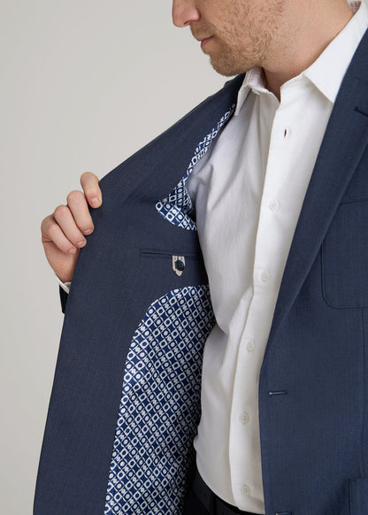Core Blazer for Tall Men in Navy Blue Herringbone