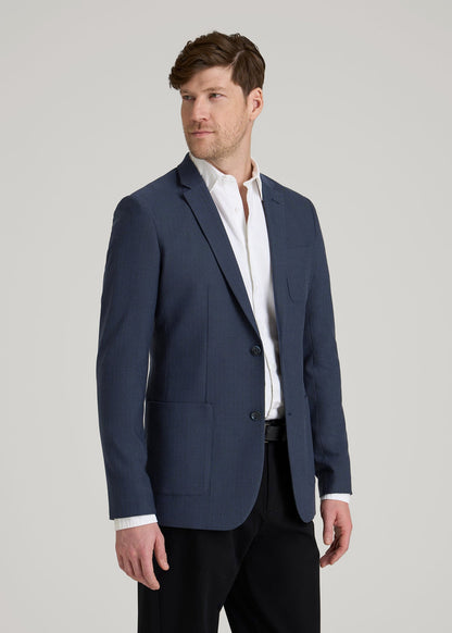 Core Blazer for Tall Men in Navy Blue Herringbone