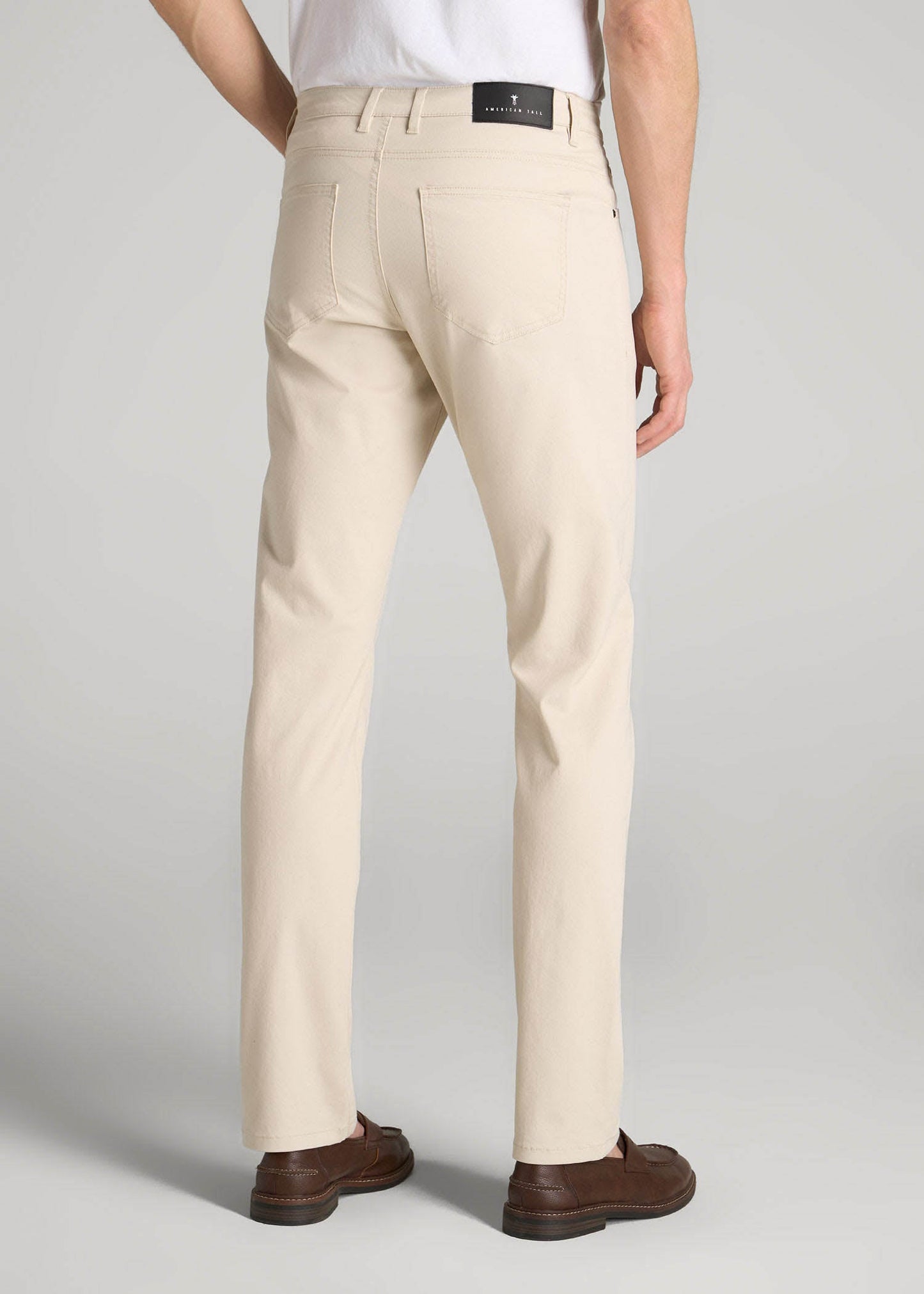 Carman TAPERED Fit Five Pocket Pants for Tall Men in Soft Beige