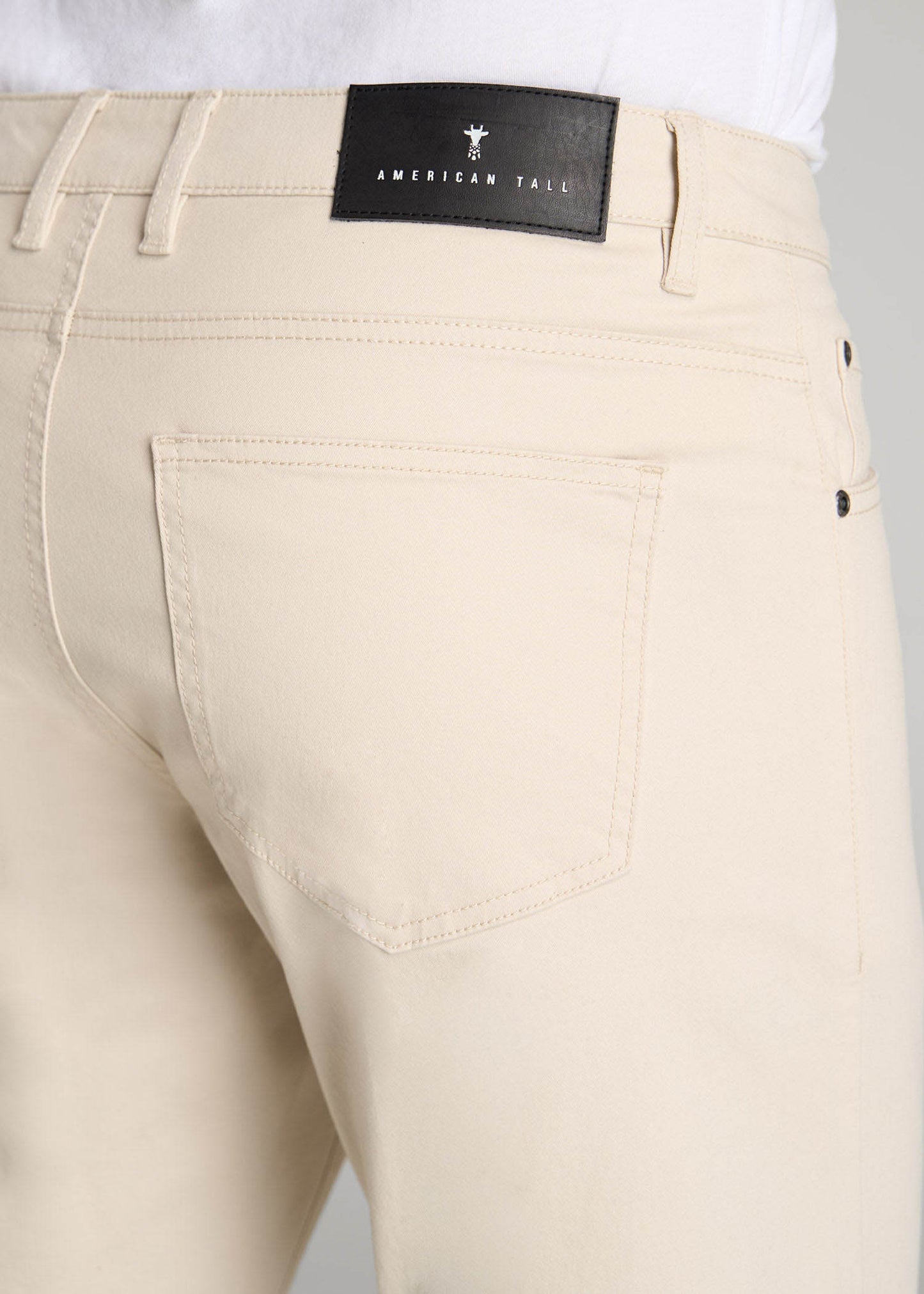 Carman TAPERED Fit Five Pocket Pants for Tall Men in Soft Beige