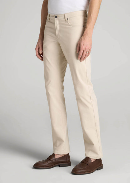 Carman TAPERED Fit Five Pocket Pants for Tall Men in Soft Beige