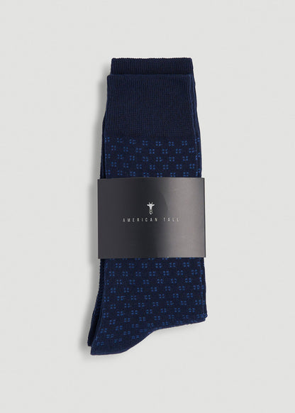 Dress Socks Size 14 to 17 (3-Pack) for Tall Men in True Navy