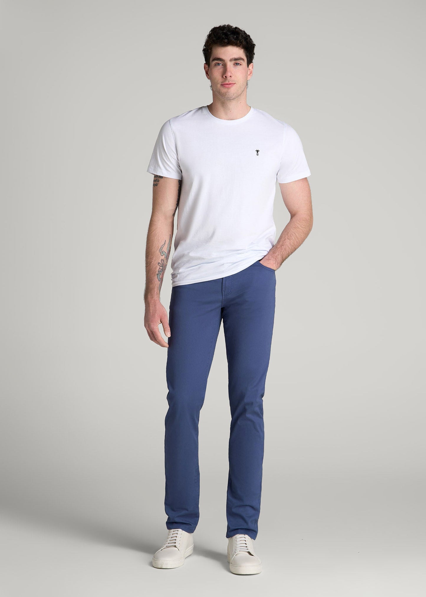 Dylan Slim Fit Five-Pocket Pants For Tall Men in Steel Blue