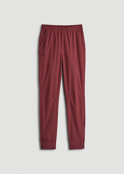 Featherweight Perforated Training Joggers for Tall Men in Oxblood Red