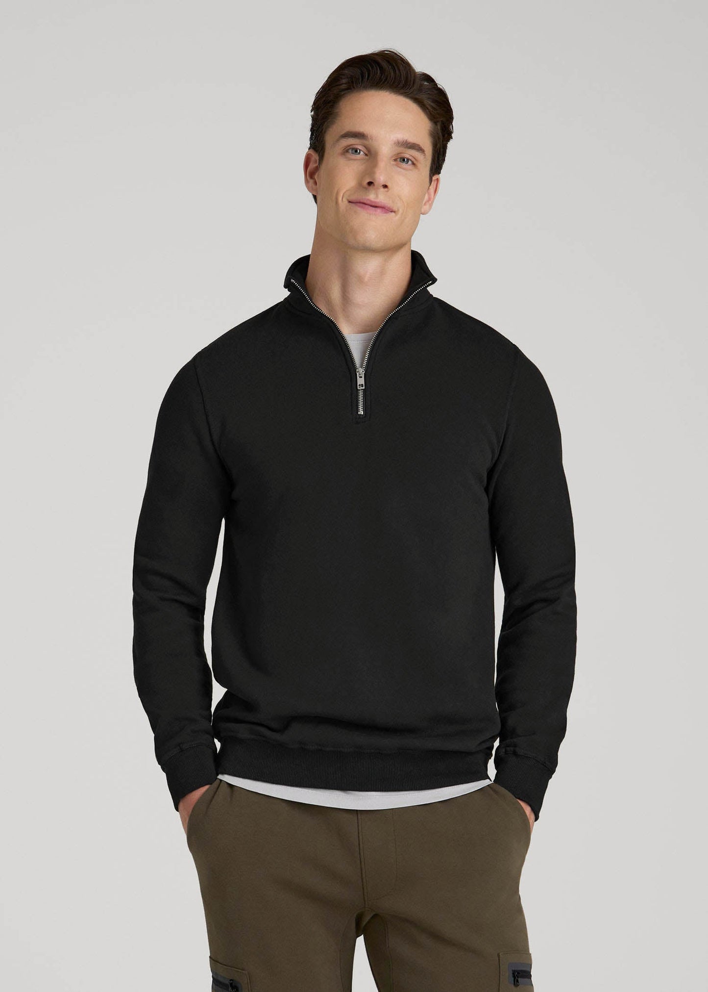 Wearever Fleece Quarter-Zip Sweatshirt for Tall Men in Black