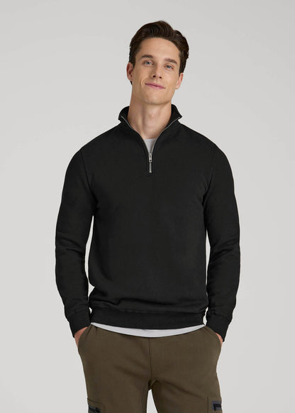 Wearever Fleece Quarter-Zip Sweatshirt for Tall Men in Black