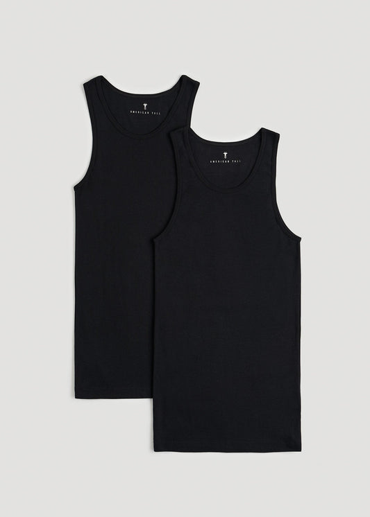 Ribbed Undershirt Tank Top for Tall Men in Black
