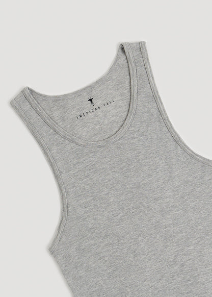 Ribbed Undershirt Tank Top for Tall Men in Grey Mix