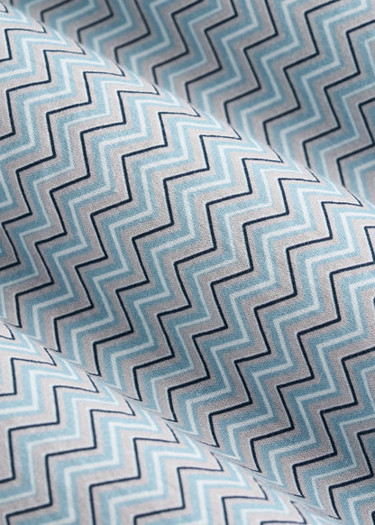 Short Sleeve Shirt for Tall Men in Ice Blue Abstract Stripe