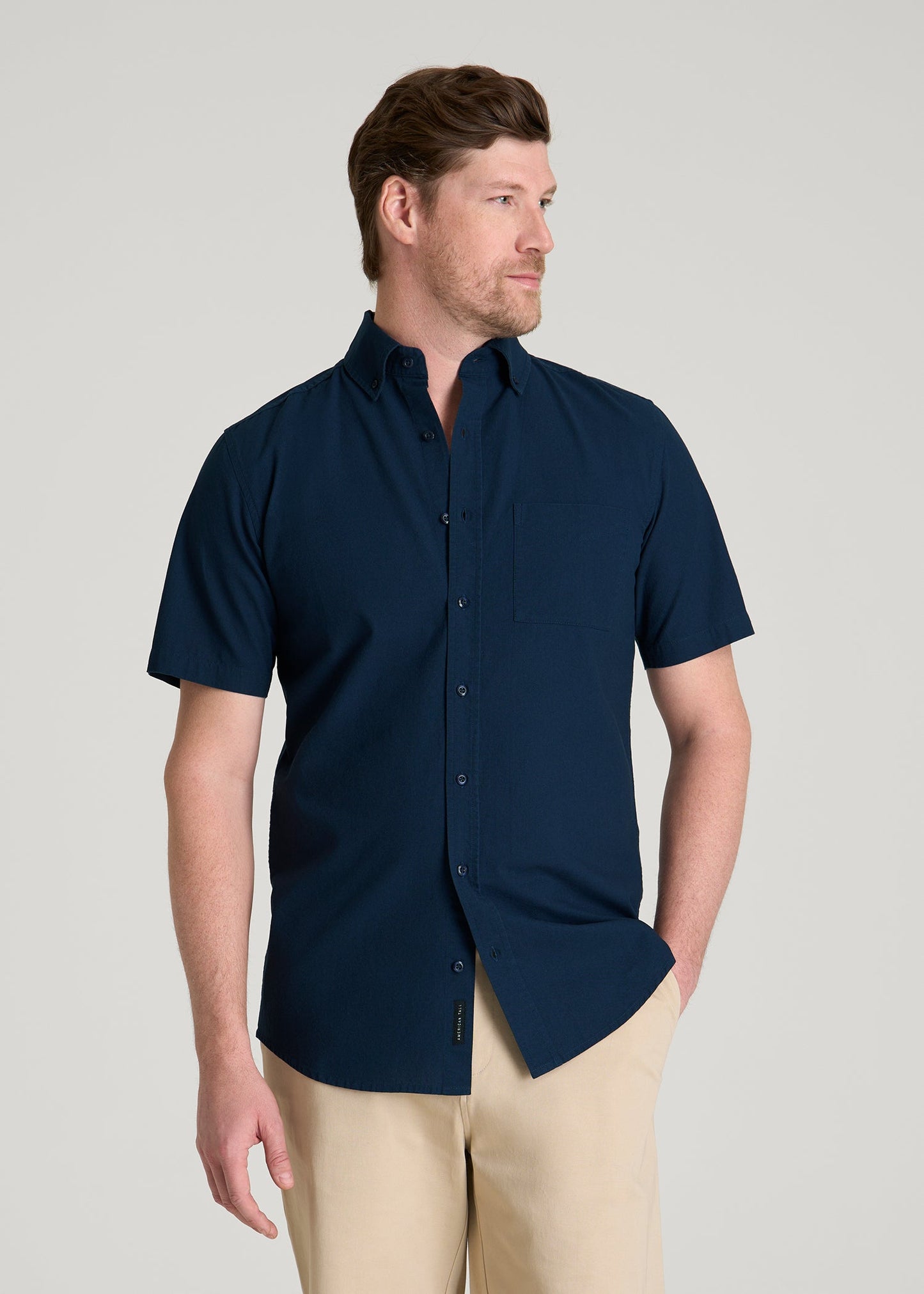 Short Sleeve Shirt for Tall Men in Navy Blue