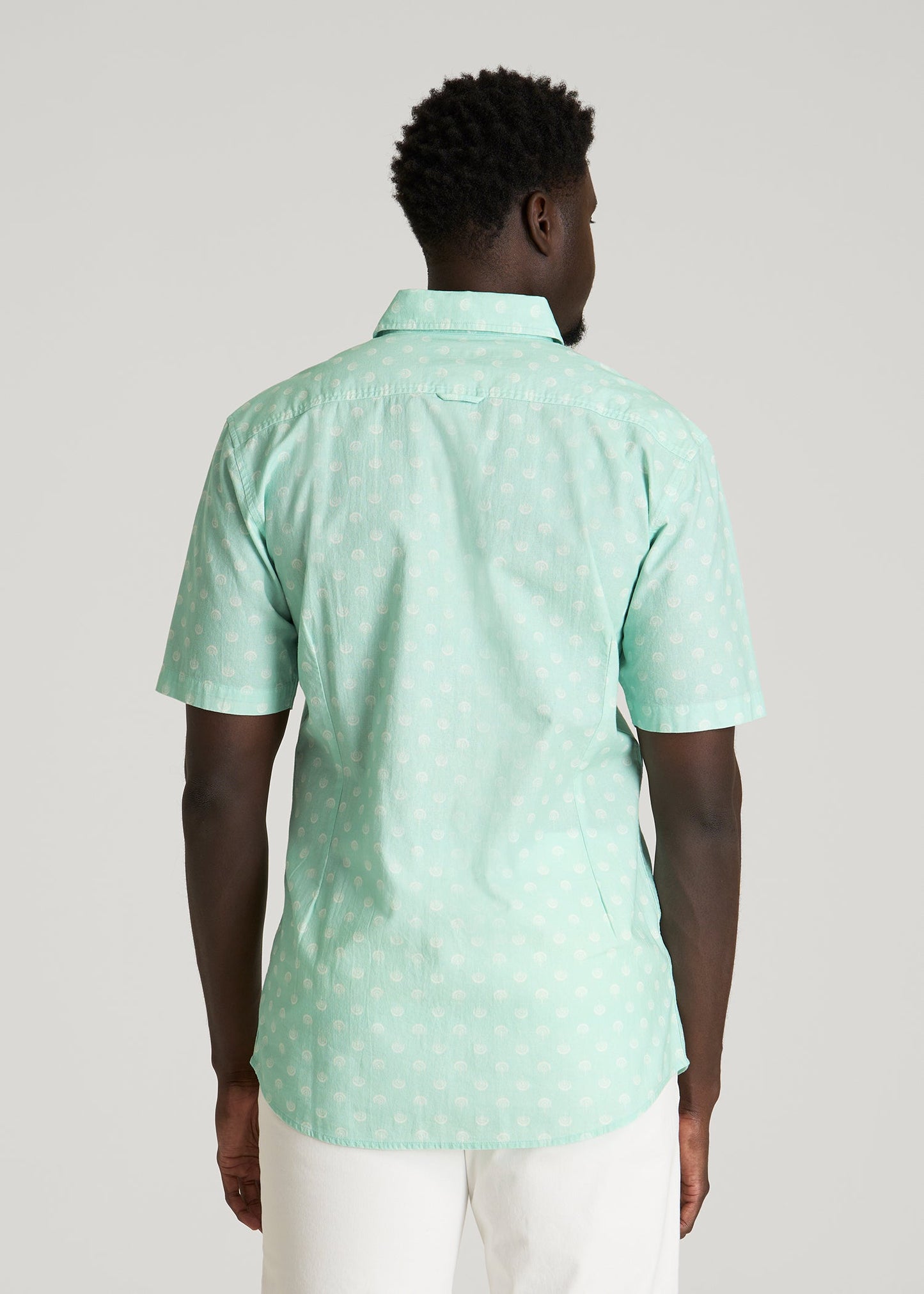 Short Sleeve Shirt for Tall Men in Opal Blue Dandelion